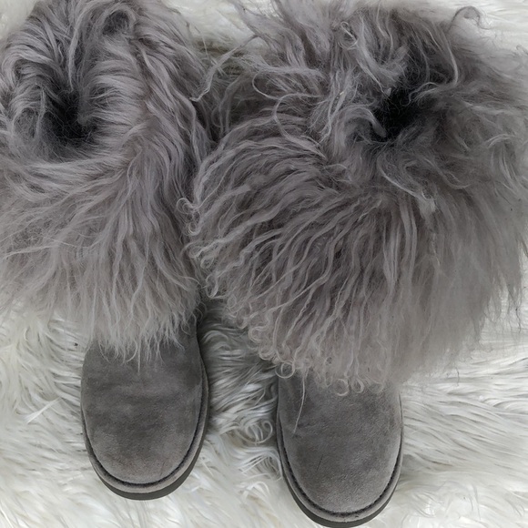 UGG LIDA CLASSIC MONGOLIAN SHEEPSKIN CUFF SEAL GREY BOOT US 6 / EU 37 / UK 4.5 - Picture 6 of 9